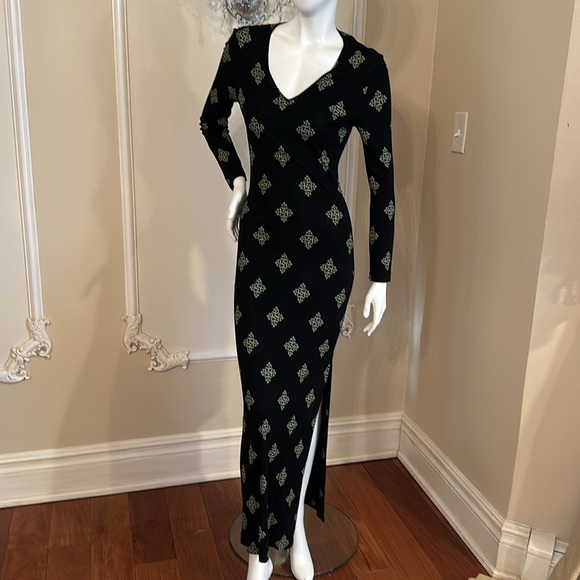 GIANNI VERSACE VERSUS Vintage Floor Long Viscose Black Dress size 28 42 - Picture 2 of 13